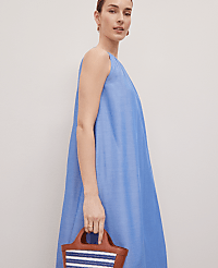 Petite Weekend Collection Chambray Halter Maxi Dress carousel Product Image 4
