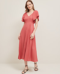 Petite Linen Blend Flutter Flare Dress carousel Product Image 1