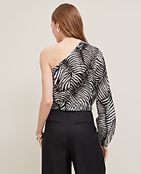 One-Shoulder Blouse in Palm Print carousel Product Image 2