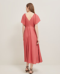 Petite Linen Blend Flutter Flare Dress carousel Product Image 2