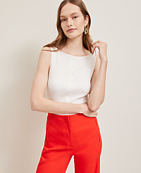 Ribbed Sleeveless Button Top carousel Product Image 1