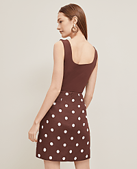 Dotted Linen Blend Mini Skirt carousel Product Image 2