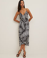 Satin Strappy Sheath Dress in Palm Print carousel Product Image 3