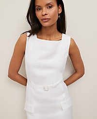Linen Blend Square Neck Sheath Dress carousel Product Image 1