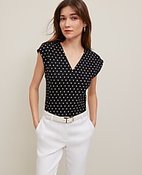 Dotted Ponte Cap Sleeve Top carousel Product Image 1