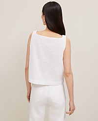 Eyelet Linen Blend Tank Top carousel Product Image 2