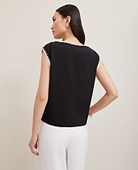 Petite Crochet Trim Sleeveless Top carousel Product Image 2