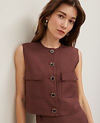 Linen Blend Patch Pocket Vest carousel Product Image 3