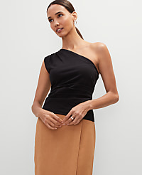 Petite Ruched One-Shoulder Top carousel Product Image 1