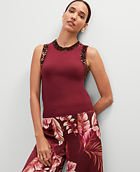 Studio Collection Sequin Trimmed Sweater Shell carousel Product Image 1