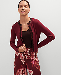 Studio Collection Sequin Trimmed Open Cardigan carousel Product Image 3