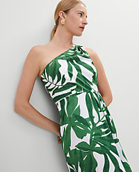 Petite Satin One-Shoulder Midi Dress carousel Product Image 1