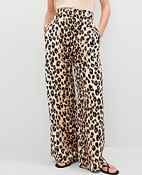The Pleated Wide-Leg Pant in Animal Print carousel Product Image 2