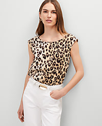 Animal Print Linen Blend Top carousel Product Image 1