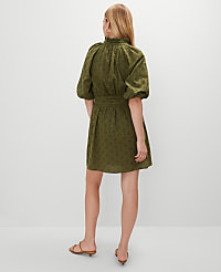 Petite Eyelet Ruffle Neck Flare Dress carousel Product Image 2