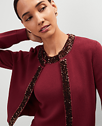Studio Collection Sequin Trimmed Open Cardigan carousel Product Image 1
