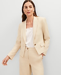 The Notched One Button Blazer in Seasonless Stretch carousel Product Image 1