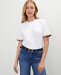 Crochet Trim Ponte Top carousel Product Image 1