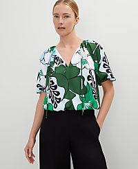 Petite Tropical Bubble Hem Blouse carousel Product Image 1