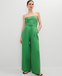 Belted Strapless Linen Blend Jumpsuit carousel Product Image 1