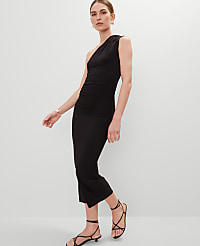 Petite One-Shoulder Shirred Midi Dress carousel Product Image 3