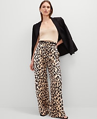 The Pleated Wide-Leg Pant in Animal Print carousel Product Image 4