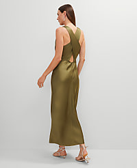 Petite Halter Bias Satin Maxi Dress carousel Product Image 2