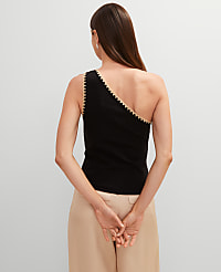 Petite Crochet Trim One-Shoulder Top carousel Product Image 2