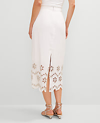 Studio Collection Scalloped Linen Blend Midi Skirt carousel Product Image 3