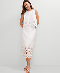 Studio Collection Scalloped Linen Blend Midi Skirt carousel Product Image 1