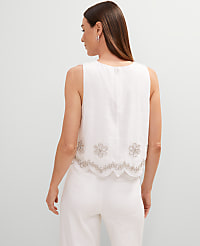 Studio Collection Embroidered Linen Blend Tank Top carousel Product Image 2