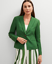 The Shorter One Button Blazer in Linen Blend carousel Product Image 1