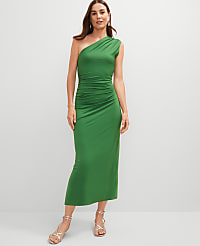 One-Shoulder Shirred Midi Dress carousel Product Image 1