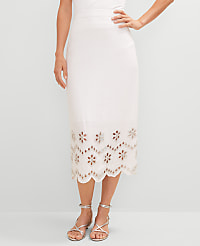 Studio Collection Scalloped Linen Blend Midi Skirt carousel Product Image 2