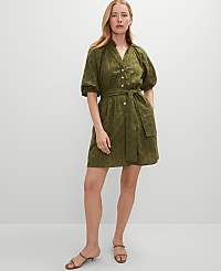 Eyelet Ruffle Neck Flare Dress carousel Product Image 3