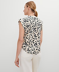 Linen Blend Floral Pintucked Top carousel Product Image 2