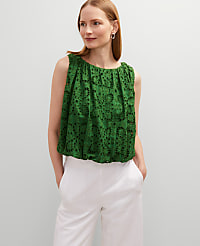 Eyelet Bubble Hem Top carousel Product Image 3