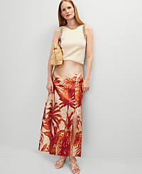 Studio Collection Silk Maxi Skirt in Tropical Print carousel Product Image 1