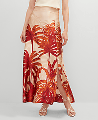Studio Collection Silk Maxi Skirt in Tropical Print carousel Product Image 2