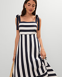 Weekend Collection Striped Linen Blend Midi Dress carousel Product Image 1