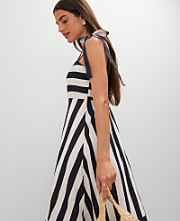 Weekend Collection Striped Linen Blend Midi Dress carousel Product Image 3