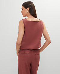 Weekend Linen Blend Bubble Hem Top carousel Product Image 2