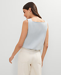 Petite Weekend Chambray Bubble Hem Top carousel Product Image 2