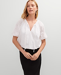 Petite Eyelet Bubble Hem Blouse carousel Product Image 1