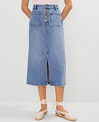Weekend Collection Patch Pocket Denim Midi Skirt carousel Product Image 2