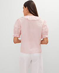 Weekend Collection Embroidered Ruffle Top carousel Product Image 2