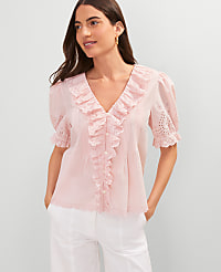 Weekend Collection Embroidered Ruffle Top carousel Product Image 3