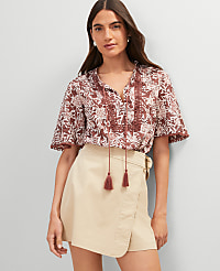 Weekend Floral Tie Neck Blouse carousel Product Image 1