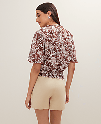 Weekend Floral Tie Neck Blouse carousel Product Image 2