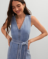 Weekend Collection Belted Flare Denim Dress carousel Product Image 5